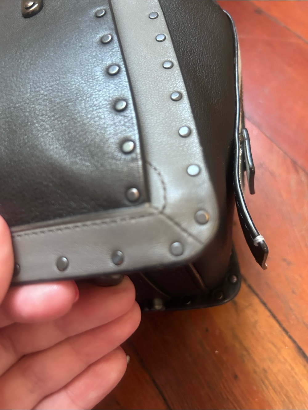 Coach Dreamer bag Black and Gray Studded Top-Handle Satchel with Removable Strap - Picture 14 of 16
